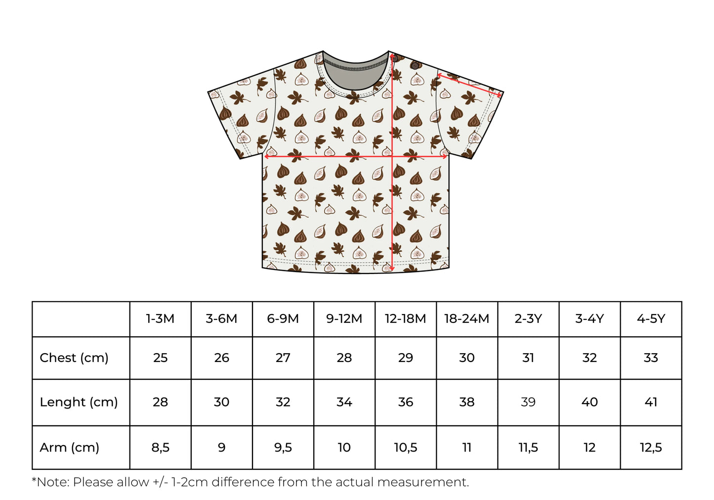 T-Shirt mit Feigenmuster