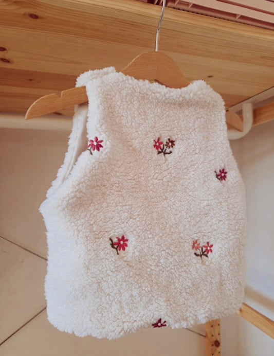 Weste für Kinder Blumen Ecru