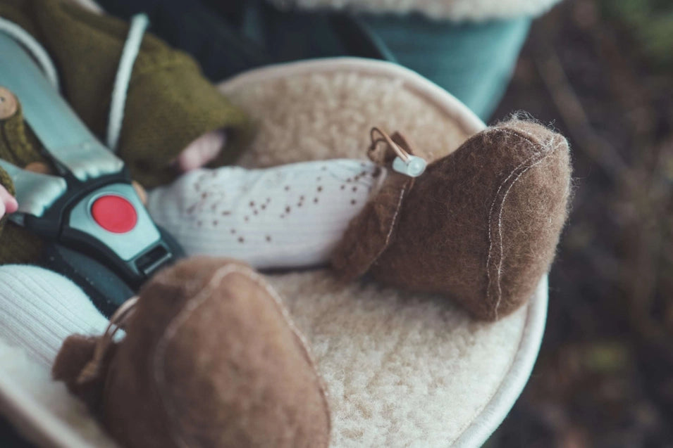Merinowolle Boots Baby braun