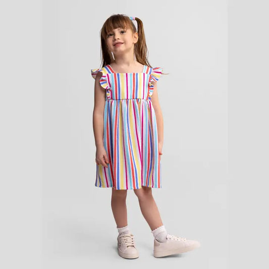 Mädchen Ärmelloses Kleid - gestreift