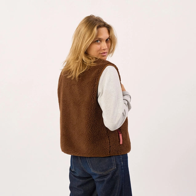 Damen Sherpa Weste Schokobraun