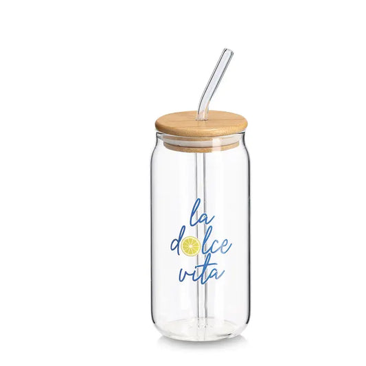 Trinkglas mit Deckel "LA DOLCE VITA"