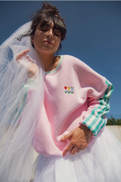 Damen Sweatshirt Tulpe gestreift