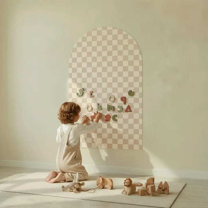 Magnettafel für Kinder beige kariert