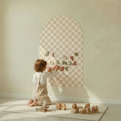 Magnettafel für Kinder beige kariert