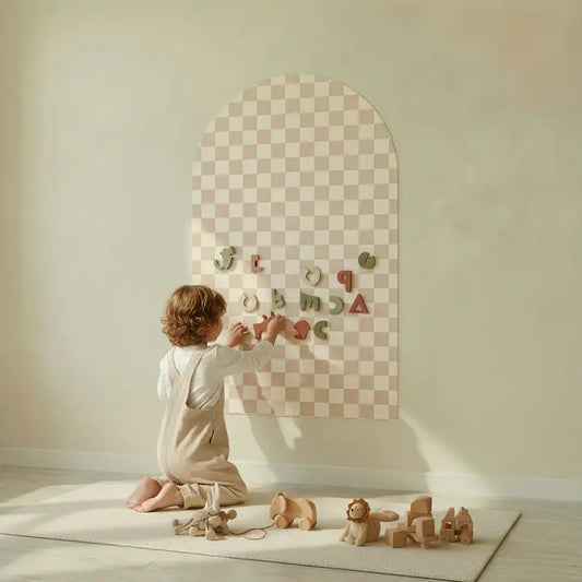 Magnettafel für Kinder beige kariert