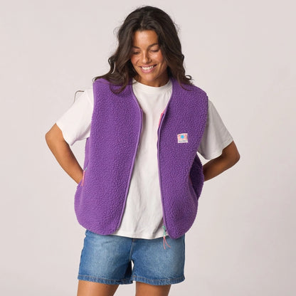 Damen Sherpa Weste - lila
