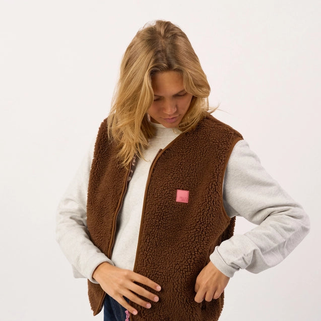 Damen Sherpa Weste Schokobraun