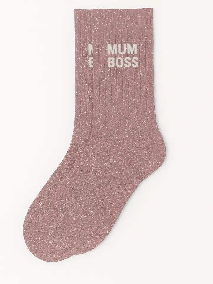 Glitzersocken "Mum Boss" Rosé