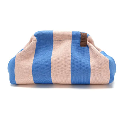 Stoff Clutch beige/blau