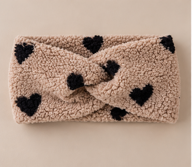 Kinder Stirnband Teddy Creme Herz