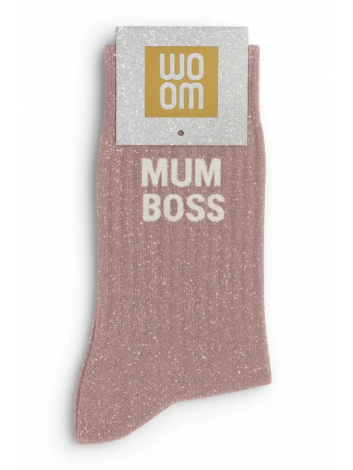 Glitzersocken "Mum Boss" Rosé