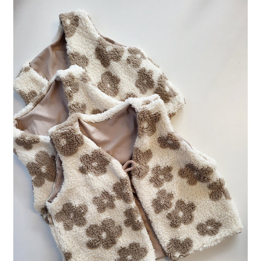 Kinder Weste Blumen beige