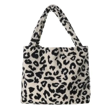 XL Teddy Mom Bag - Leopardenmuster weiß