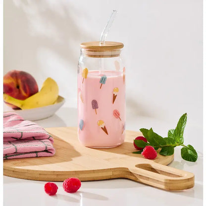 Trinkglas mit Deckel "Eis"