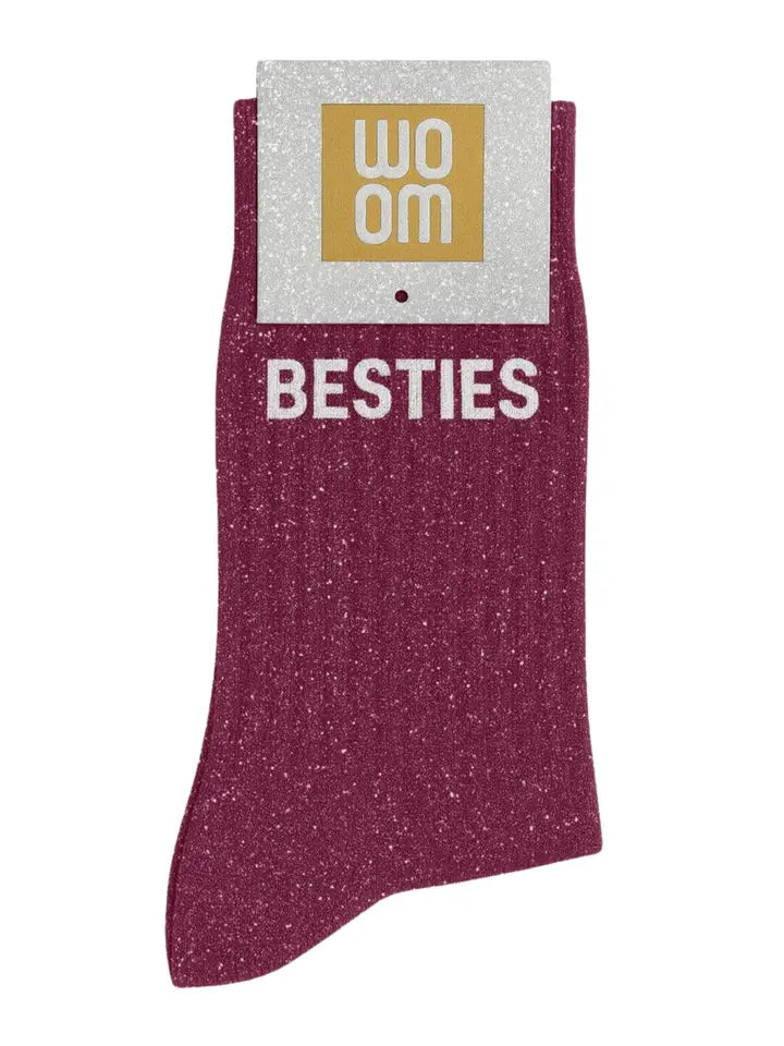 Glitzersocken "Besties" burgundy