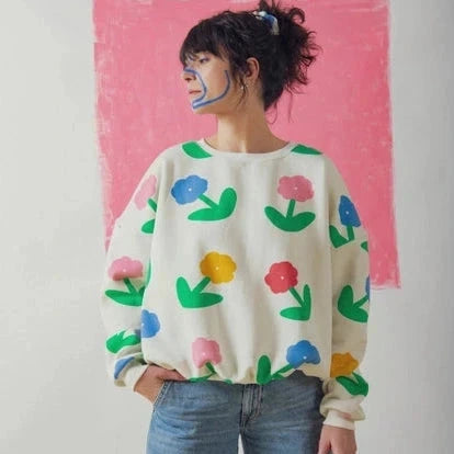 Damen Oversize-Sweatshirt FlowerPower