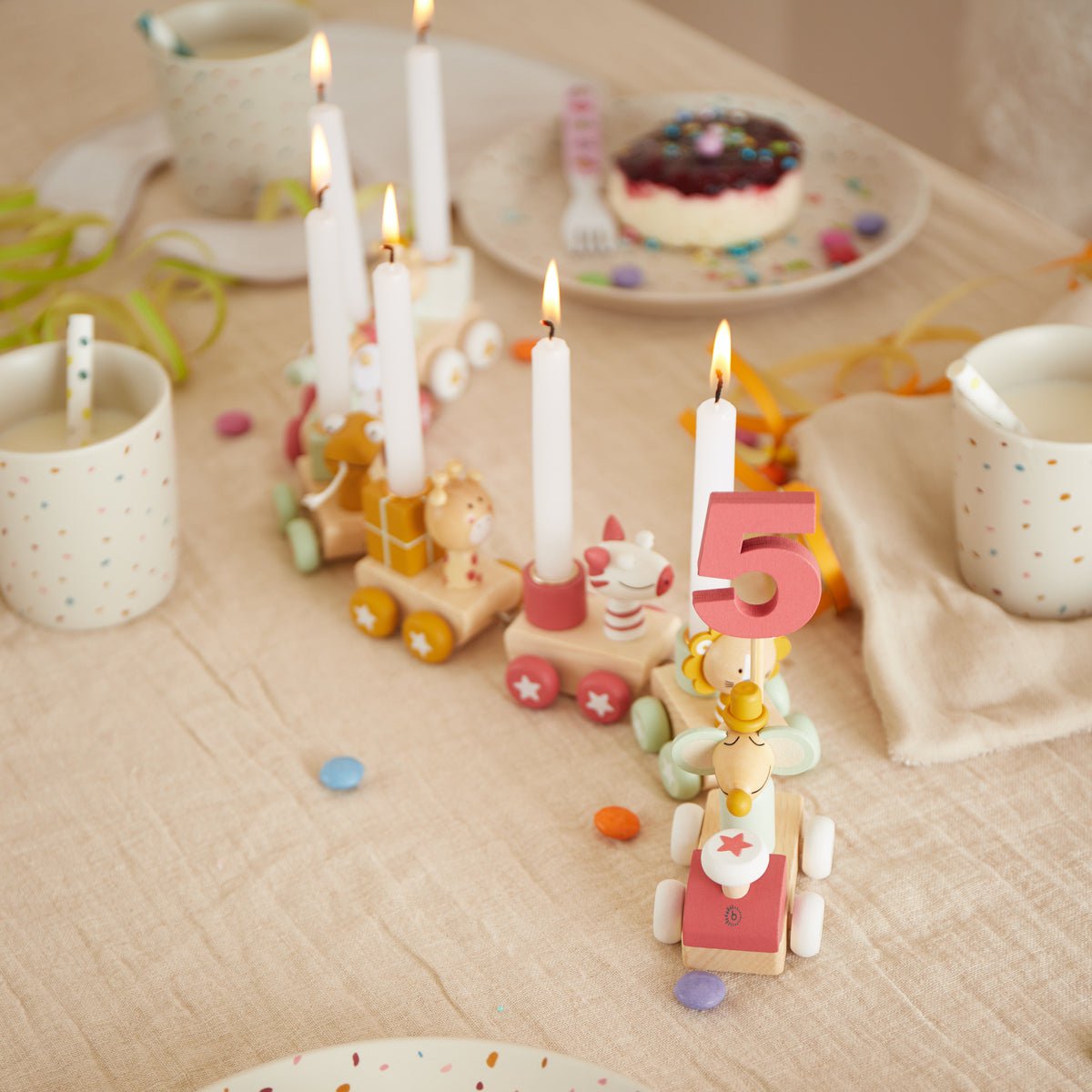 Geburtstagszug Holz 0-99 Jahre rosa