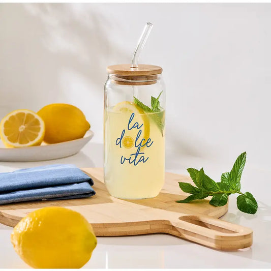 Trinkglas mit Deckel "LA DOLCE VITA"