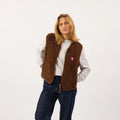Damen Sherpa Weste Schokobraun