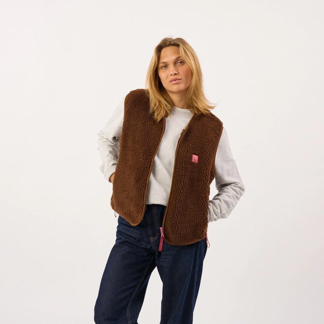 Damen Sherpa Weste Schokobraun