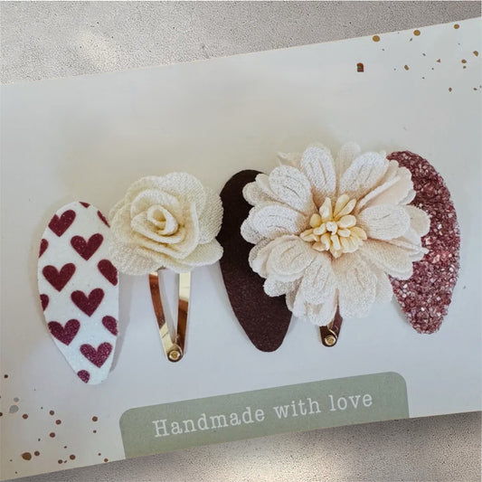 Mädchen Blumen Haarspangen Herz