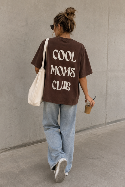 Damen T-Shirt "COOL MOMS CLUB" braun