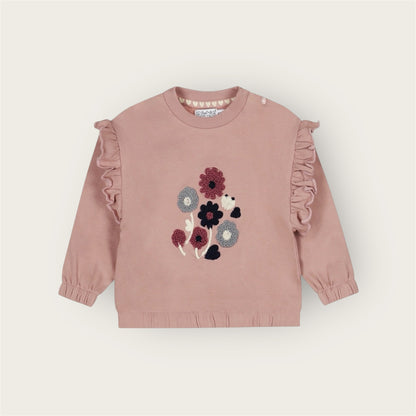 Pullover zartrosa Teddy Blumen