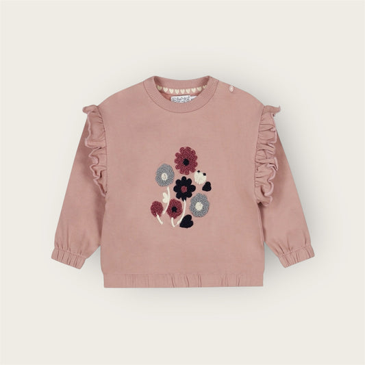 Pullover zartrosa Teddy Blumen