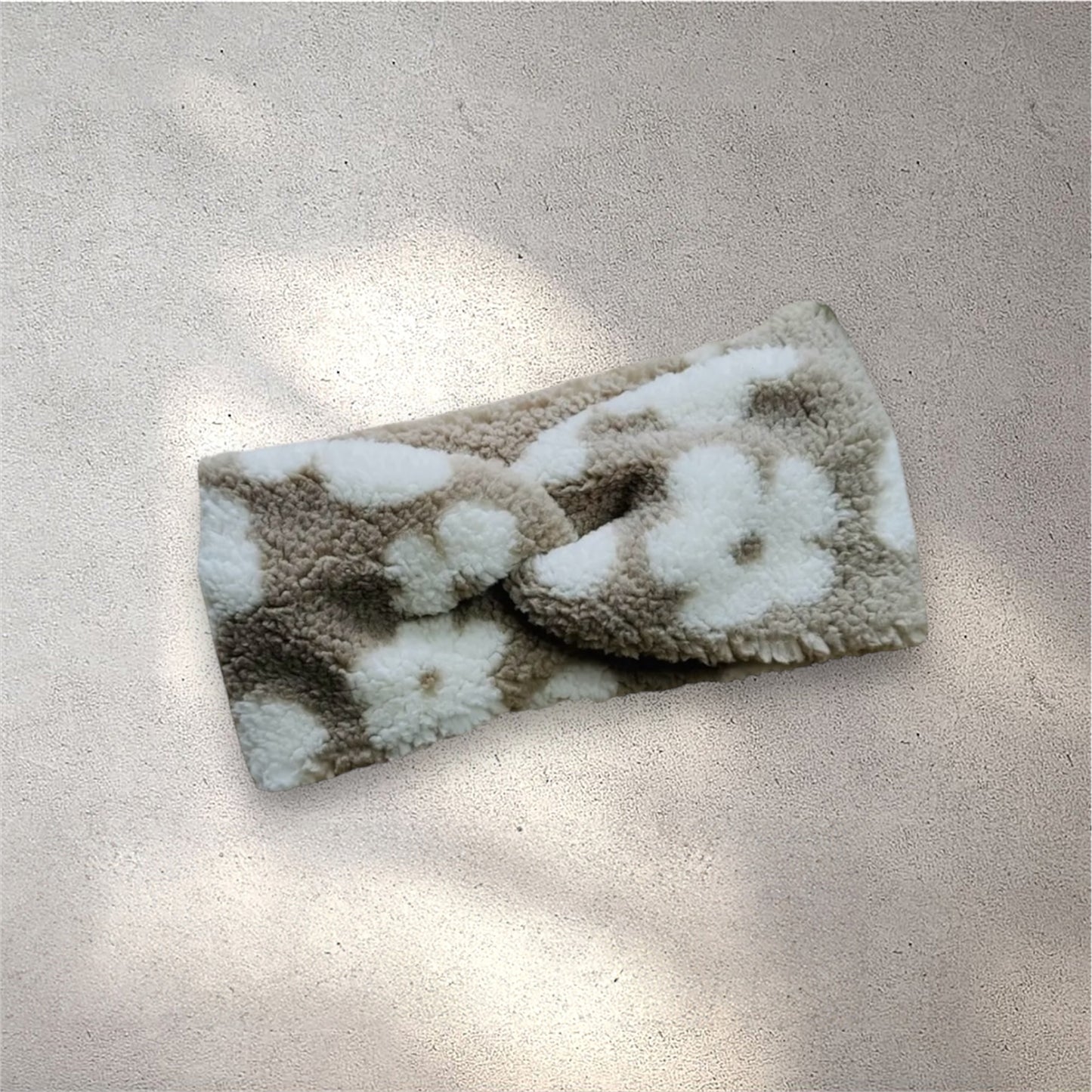 Mini Teddy-Stirnband Blumen Ecru