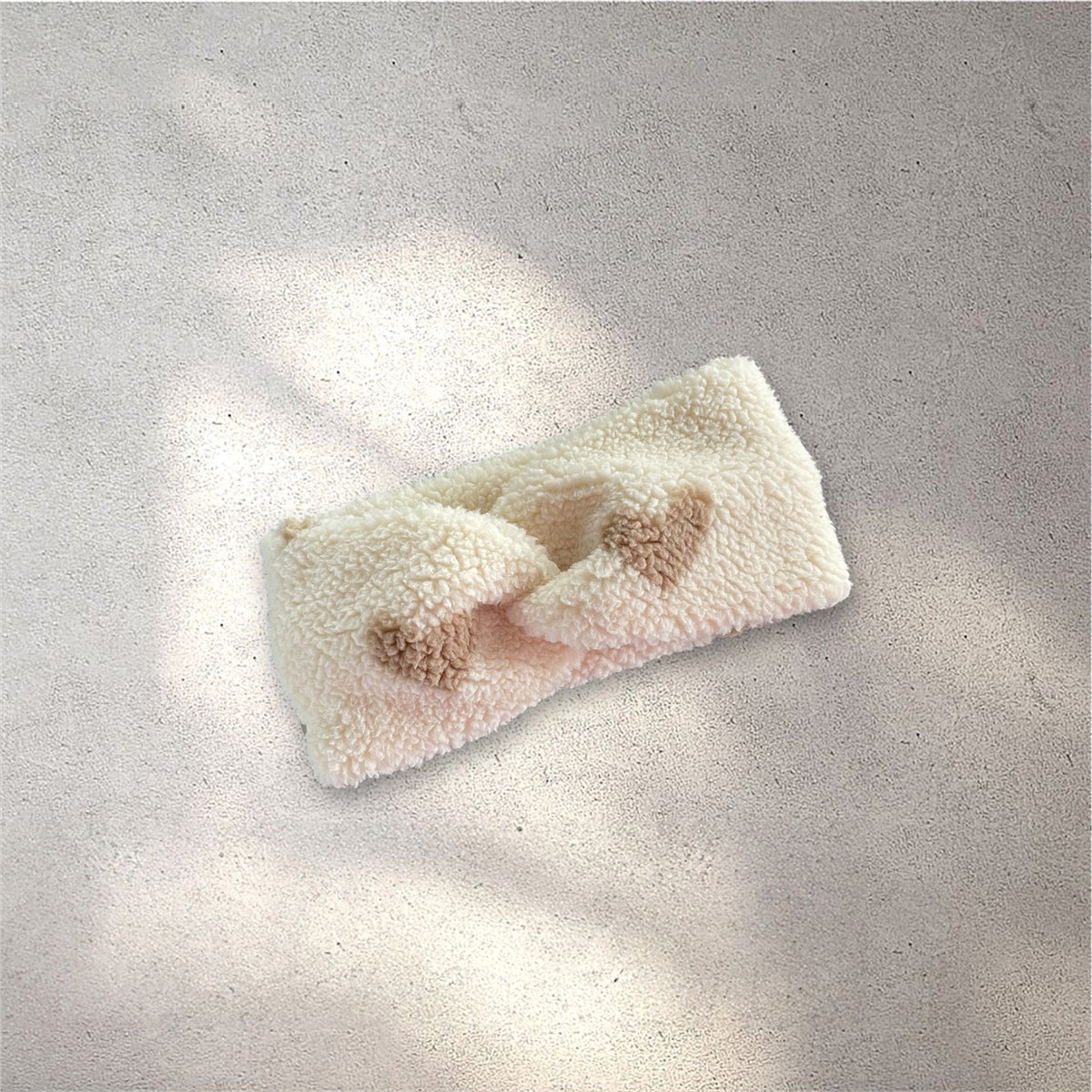 Mini Teddy Stirnband Herz beige