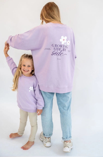 Mum Sweatshirt "Growing Side By Side" flieder
