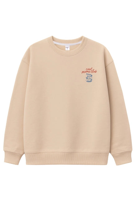 Damen "Cool Moms Club" Sweatshirt beige