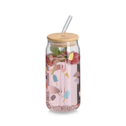 Trinkglas mit Deckel "Eis"