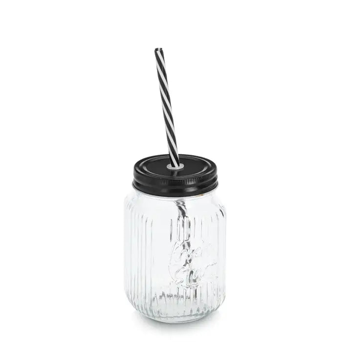 Trinkglas mit Metalldeckel 480 ml