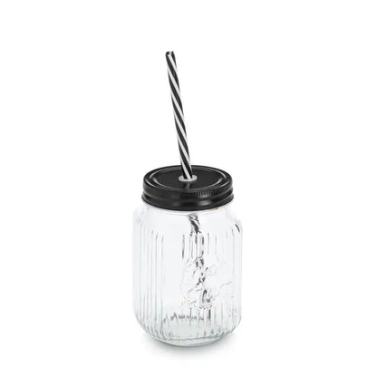 Trinkglas mit Metalldeckel 480 ml