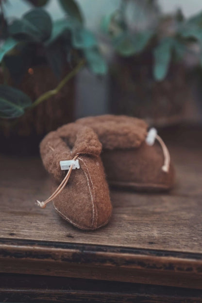 Merinowolle Boots Baby braun