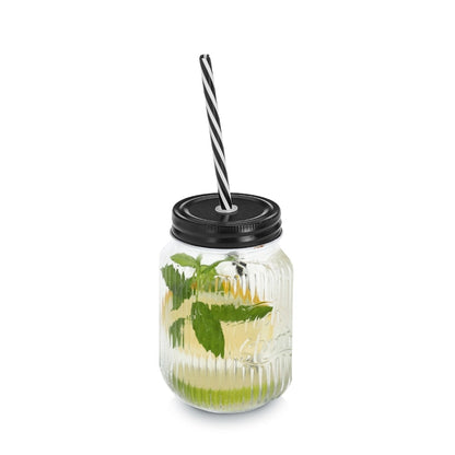 Trinkglas mit Metalldeckel 480 ml