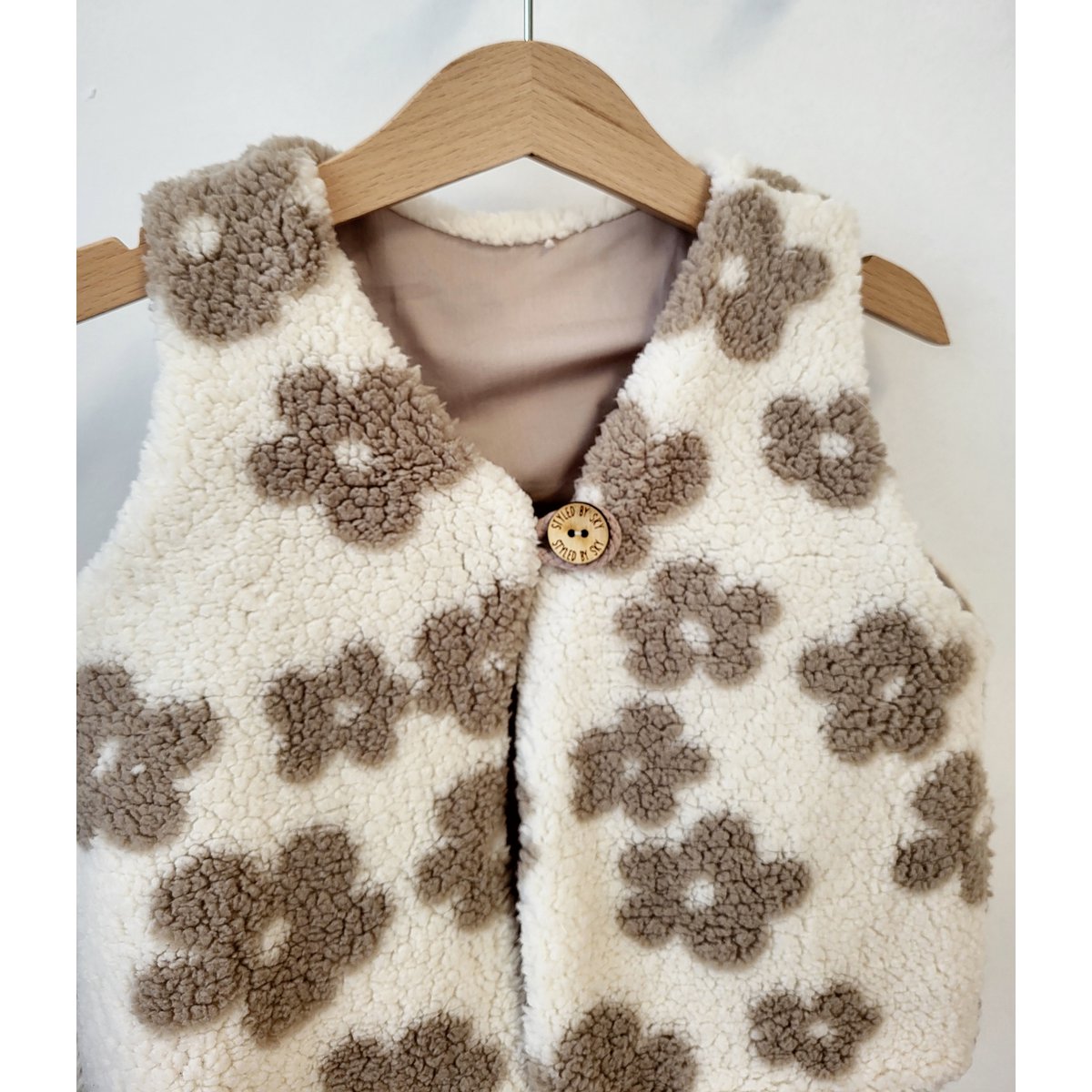 Kinder Weste Blumen beige