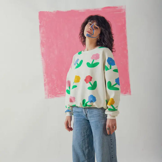 Damen Oversize-Sweatshirt FlowerPower
