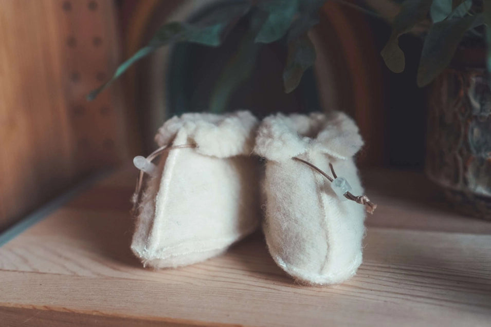Merinowolle Boots Baby flat white