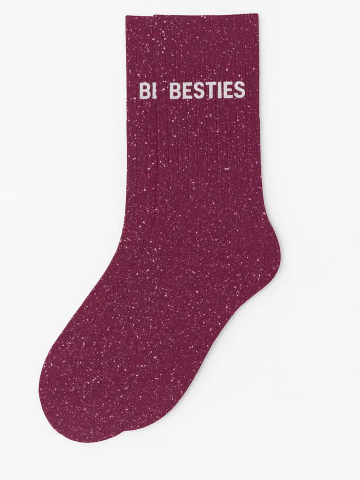Glitzersocken "Besties" burgundy