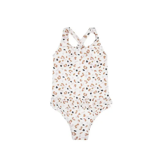 UV-Badeanzug Mädchen - beige Leopard