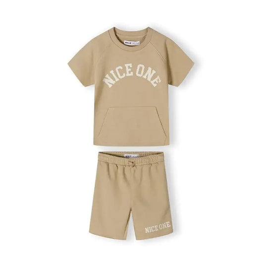 T-Shirt- und Shorts-Set, „Nice One“, Beige